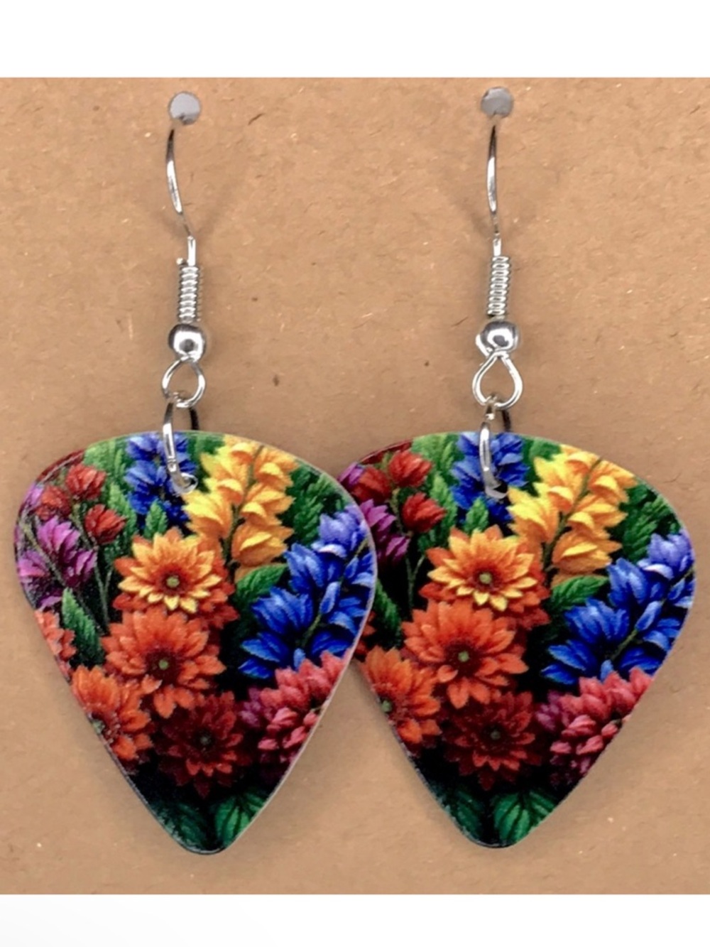 Floral Guitar Pick Custom Earrings Fashion Jewelry